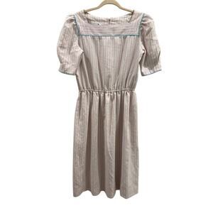 Vintage Herman Marcus Dallas Dress Size 14 White Blue Striped 50's 60's